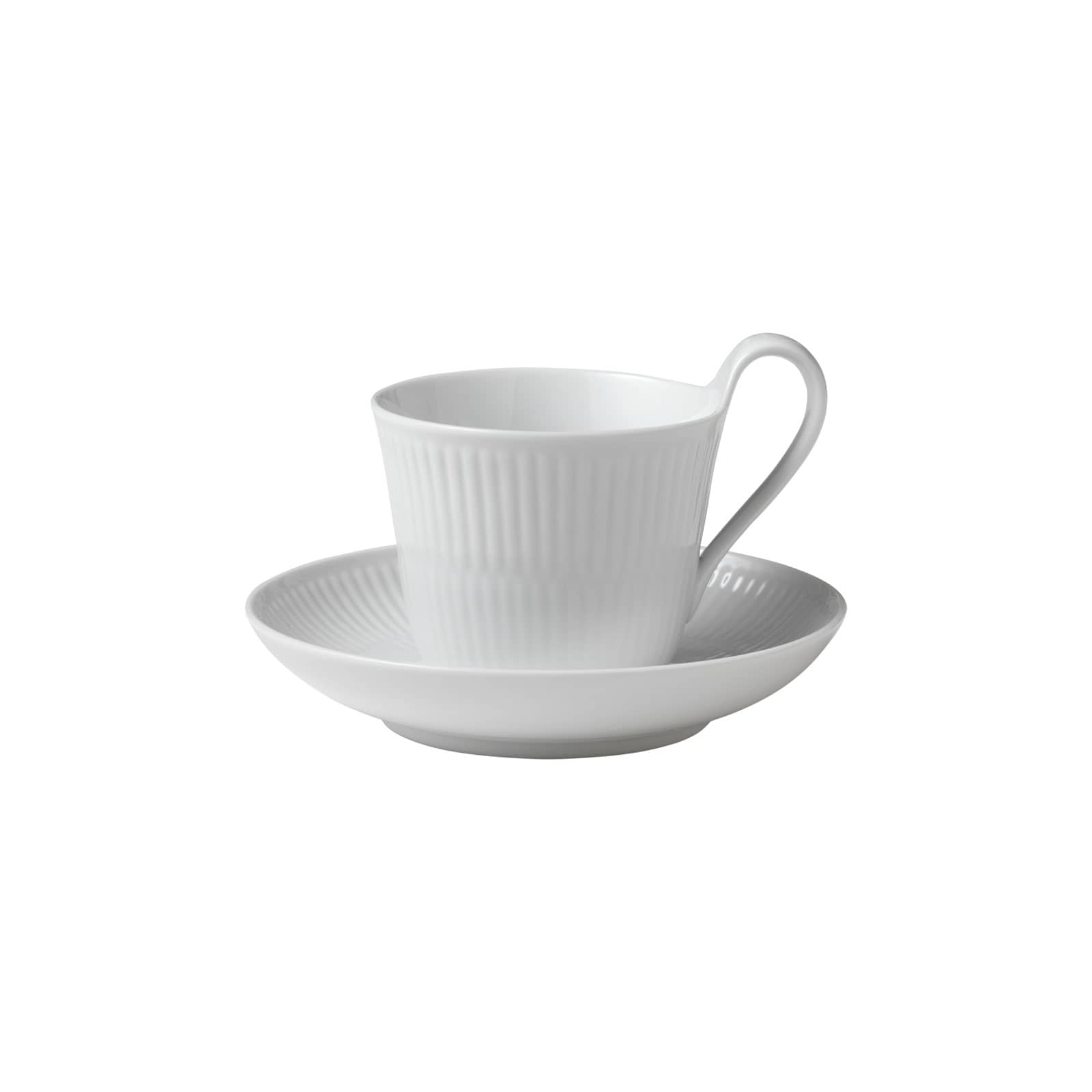 Royal Copenhagen Weiß Gerippt Kaffeetasse mit Untertasse 0,25ltr. 2408092