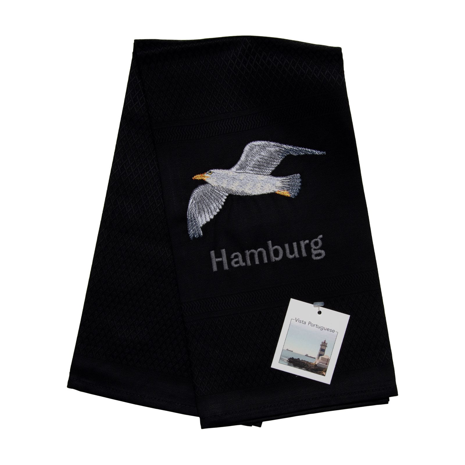 Vista Portuguese Geschirrtuch Möve / Hamburg 50x70cm schwarz