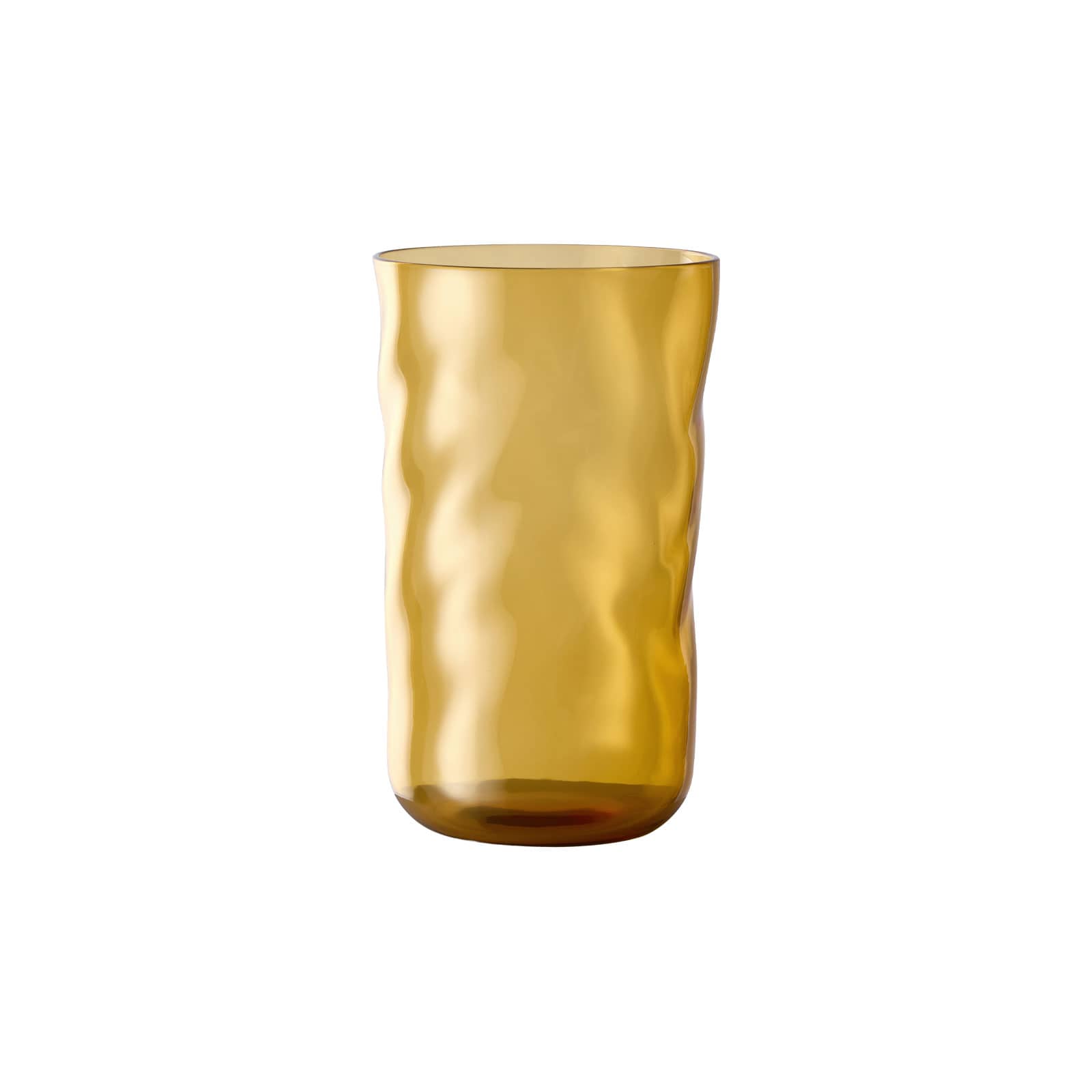 Das Swirl Longdrinkglas in dune von Paveau ist ein hohes bernsteingelbes Wasserglas.