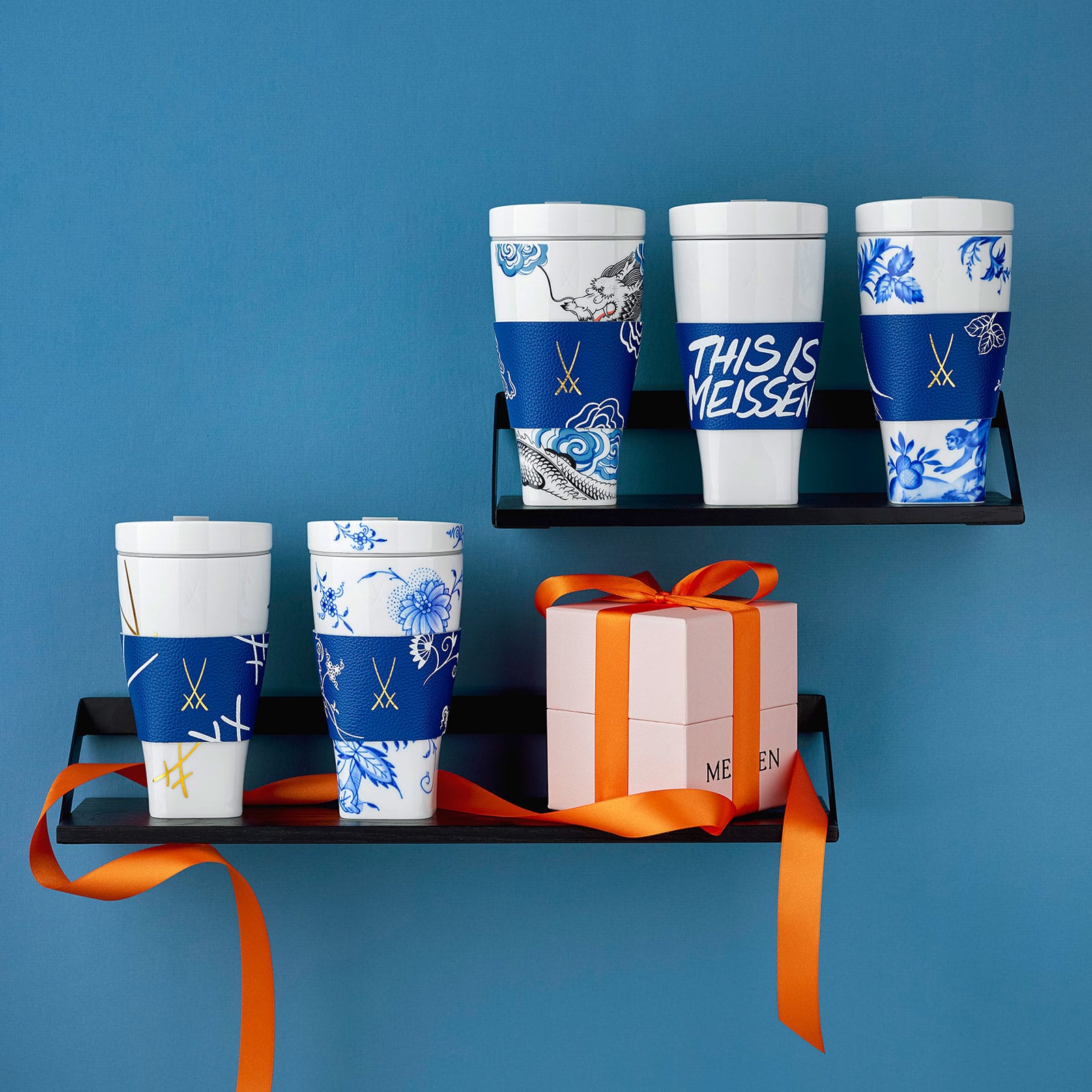 Meissen Affe & Faultier Coffee to go Becher mit Manschette 0,35ltr.