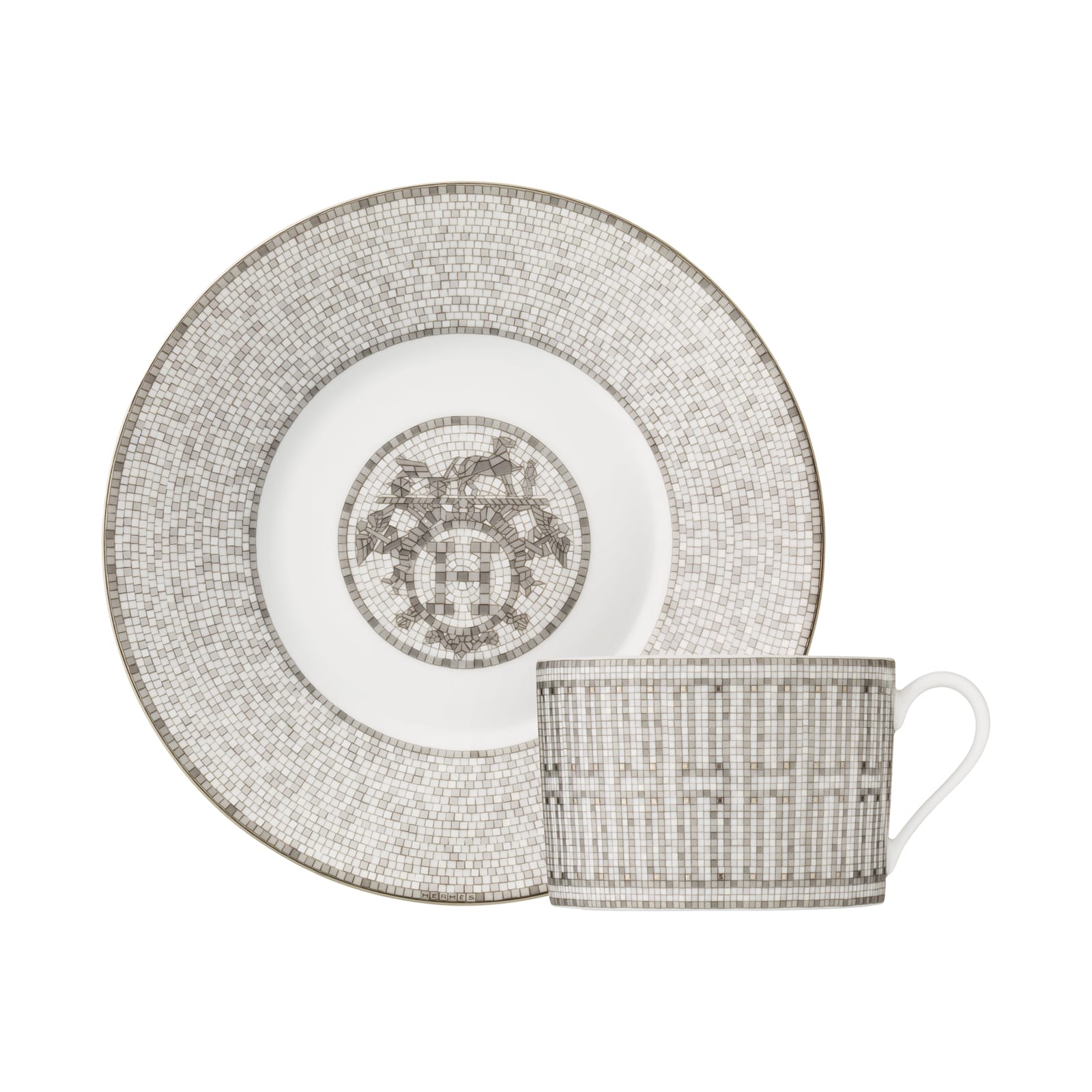 HERMÈS Paris Mosaïque au 24 Platin Frühstückstasse m. U. 0,34ltr.