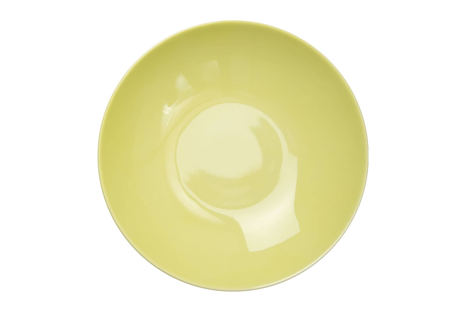 Der Dibbern One Color pistazie Suppenteller ist ein tiefer Porzellanteller mit hellgrüner Glasur.