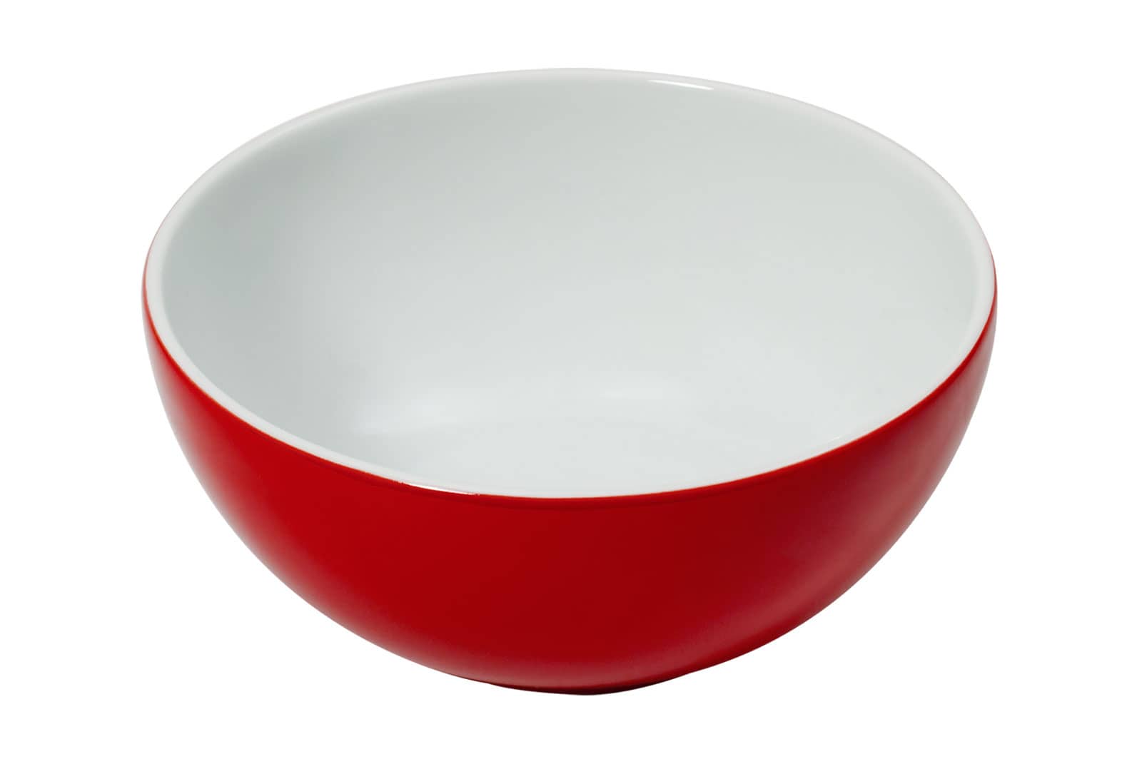 Die Solid Color rot Schale von Dibbern ist von außen feuerwehrrot und innen weiß.