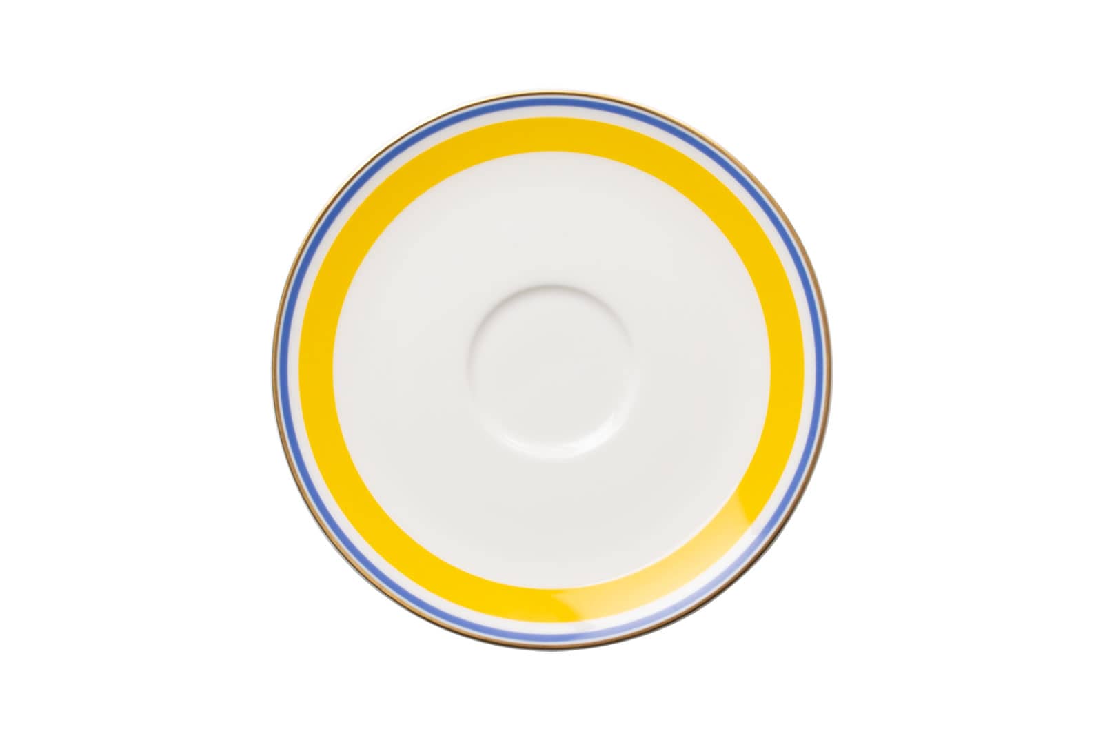 Die Kaffee-Untertasse gelb/blau der Dibbern Serie Capri