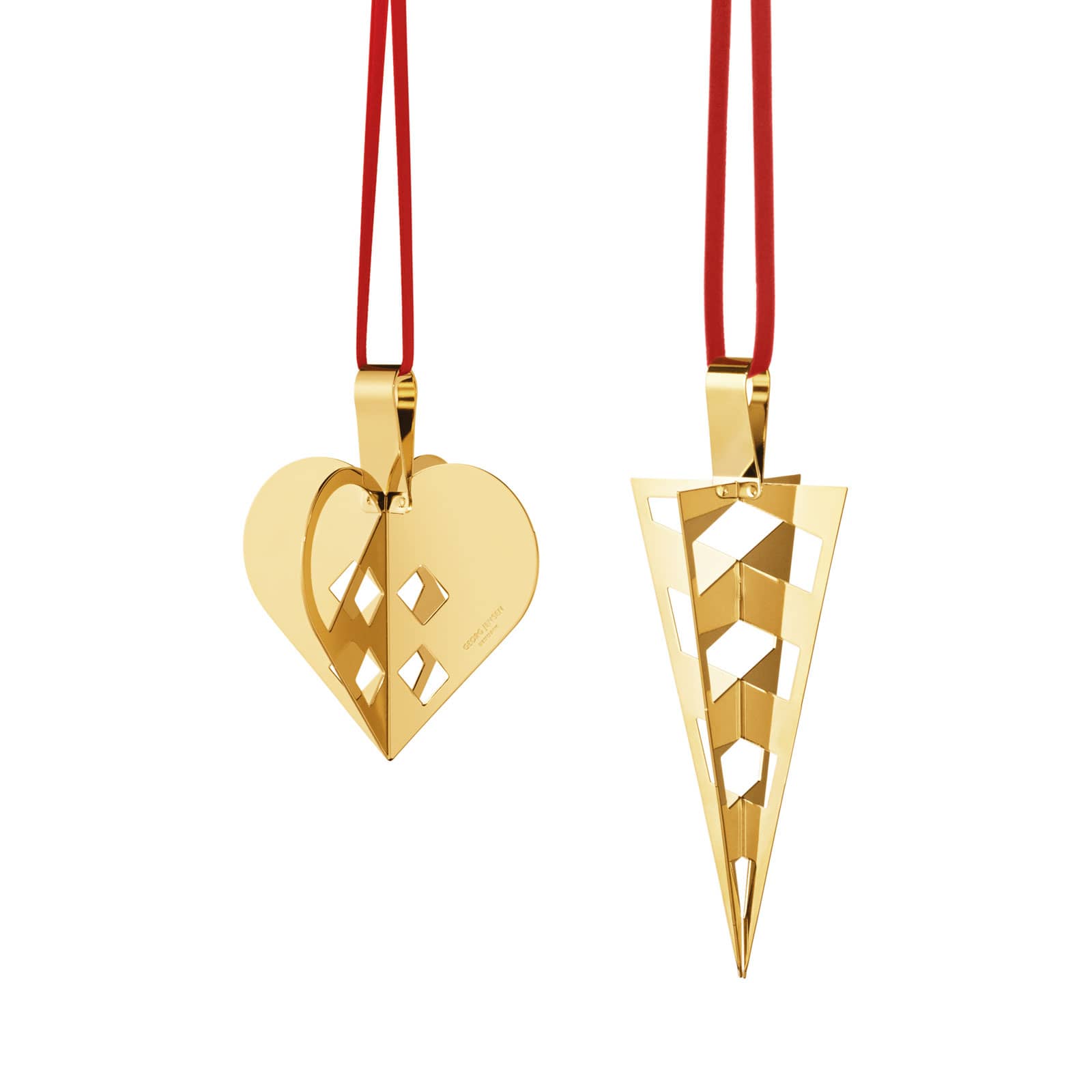 Georg Jensen 2025 Weihnachtsornament-Set Herz & Spitztüte gold