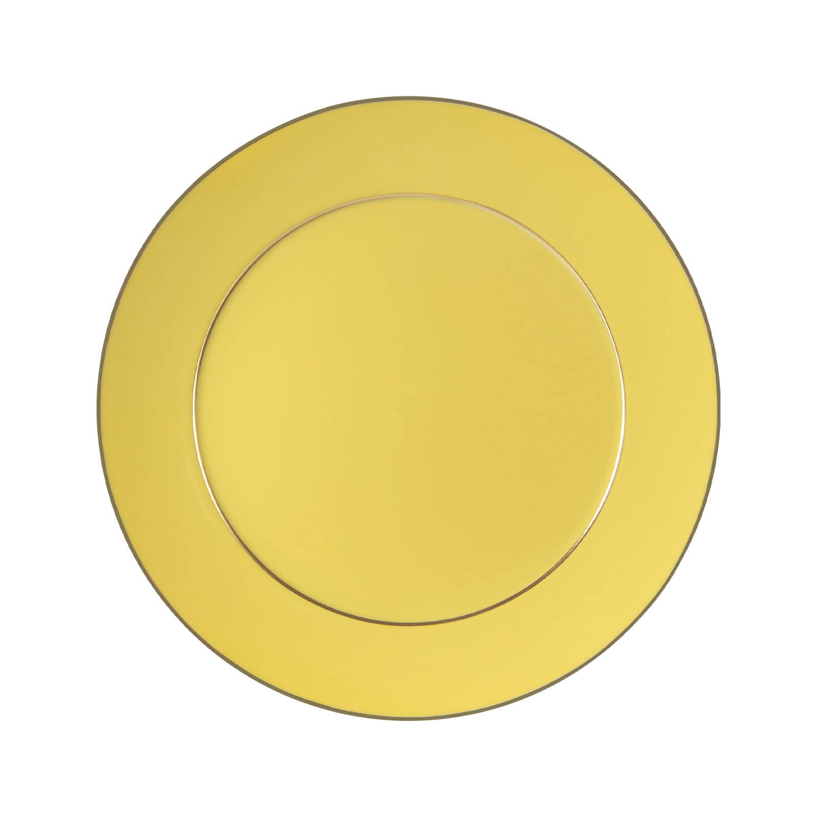 Der Urban Colors Speiseteller gelb von Meissen hat eine schöne löwenzahngelbe Farbe und goldene Zierränder.