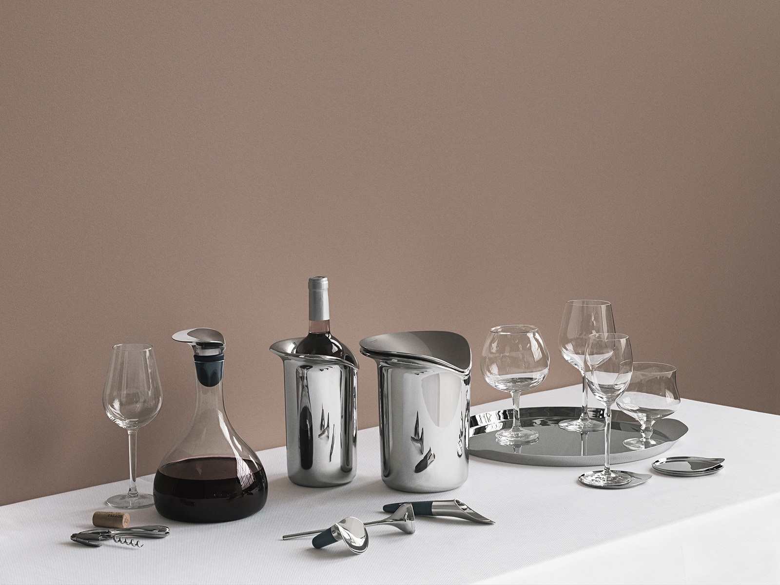 Georg Jensen Wine & Bar Eiskübel mit Zange Edelstahl