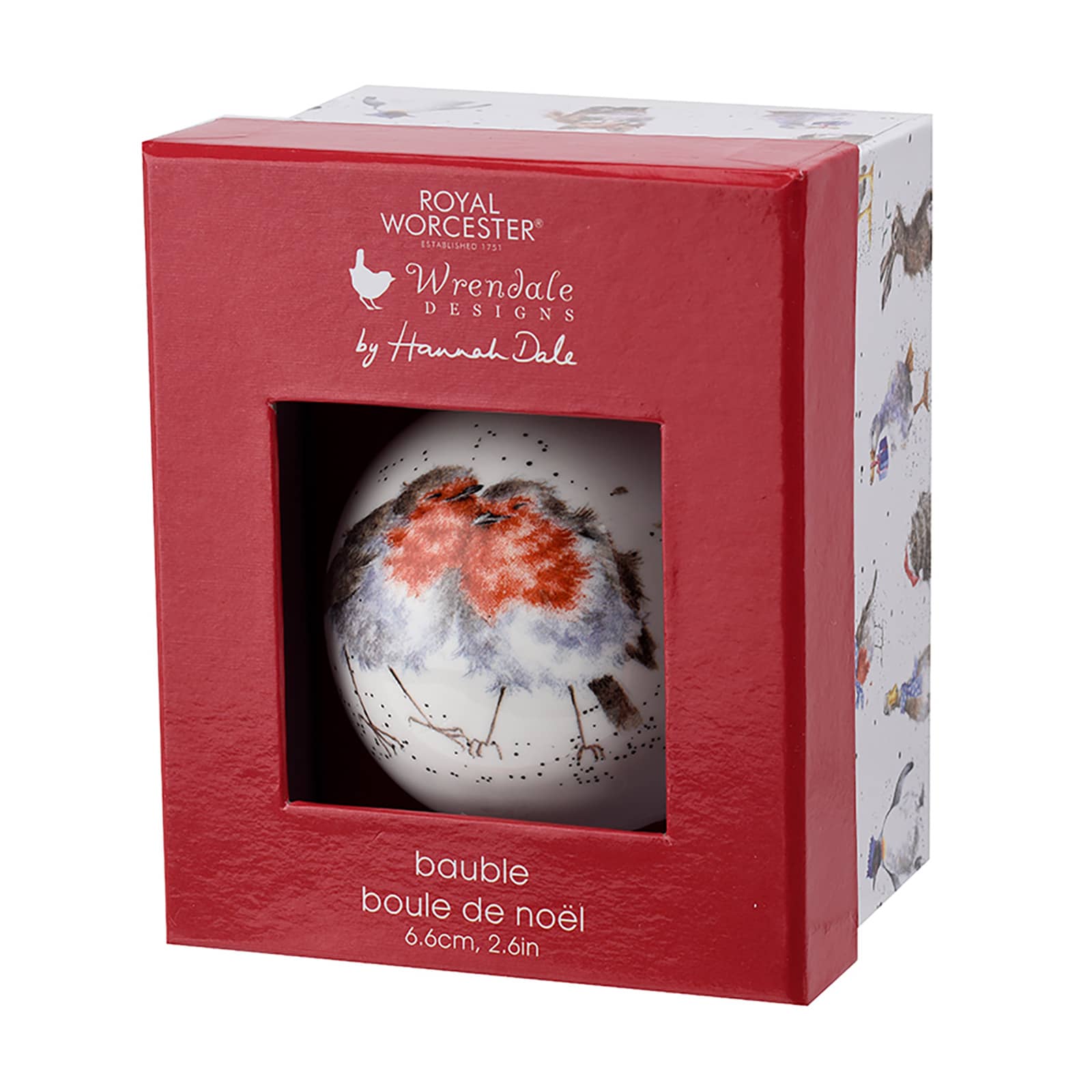 Royal Worcester Wrendale Designs Weihnachtskugel Snuggled up Together like Two Birds of a Feather