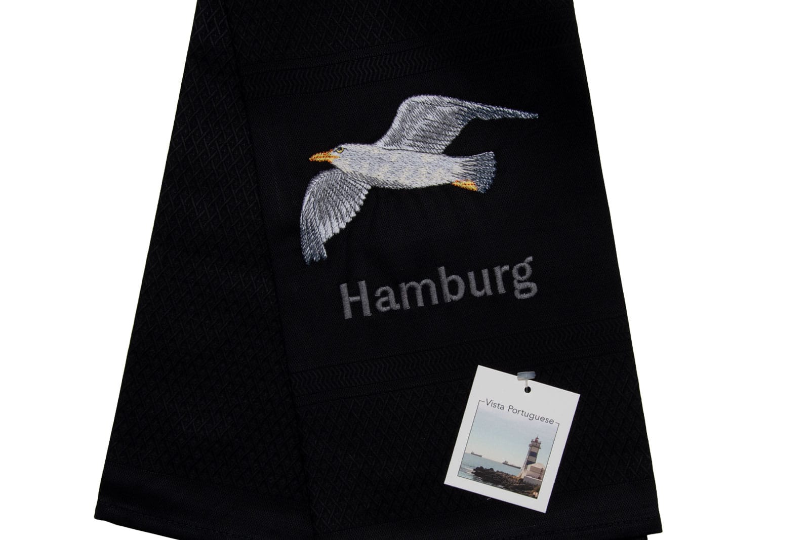 Vista Portuguese Geschirrtuch Möve / Hamburg 50x70cm schwarz