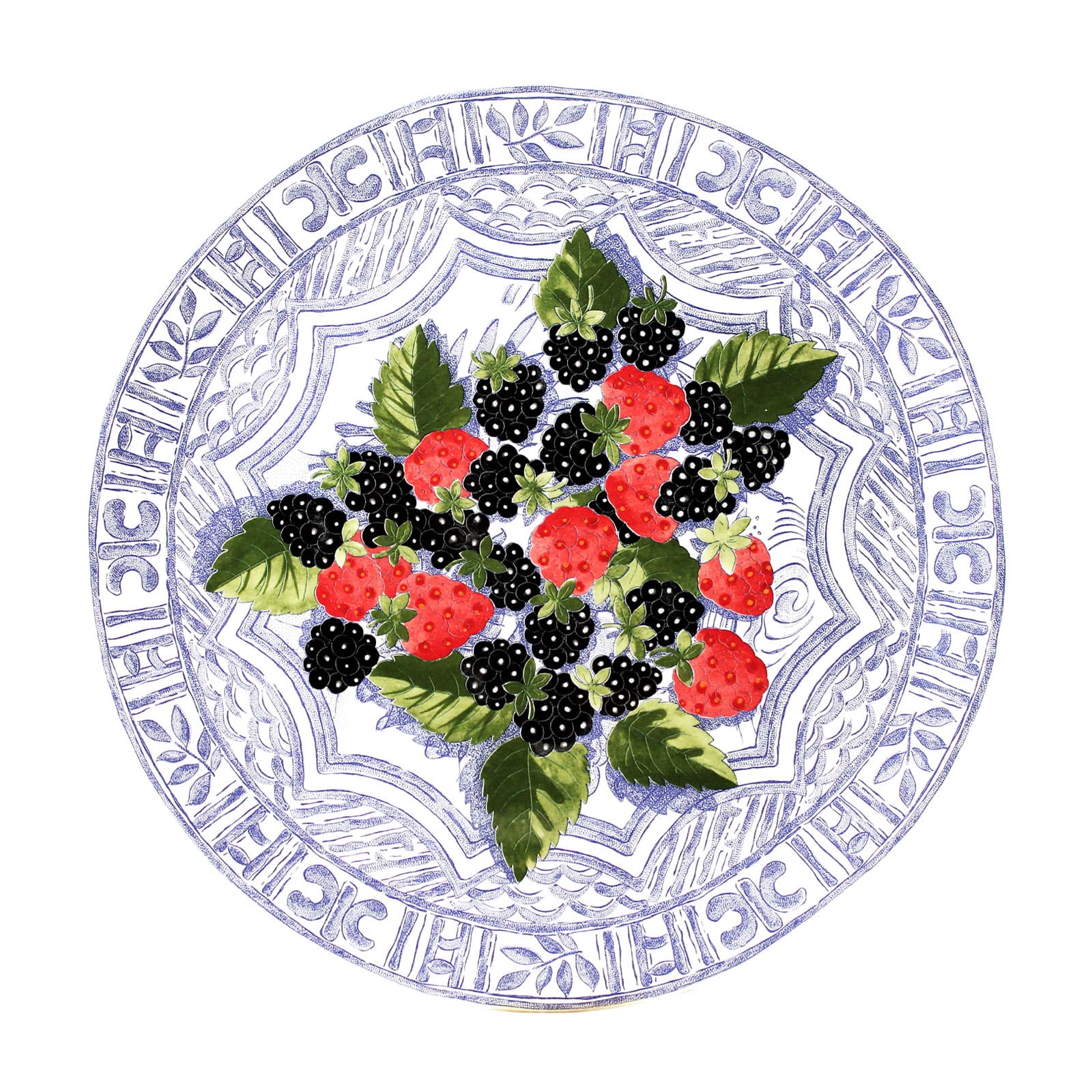 Gien Oiseau Bleu Fruits Kuchenplatte 30cm