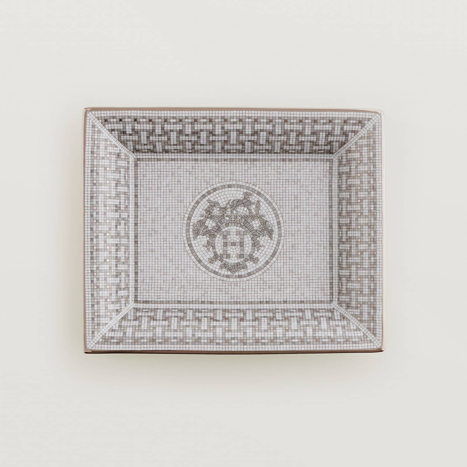 HERMÈS Paris Mosaïque au 24 Platin Vide-Poche 21x17cm