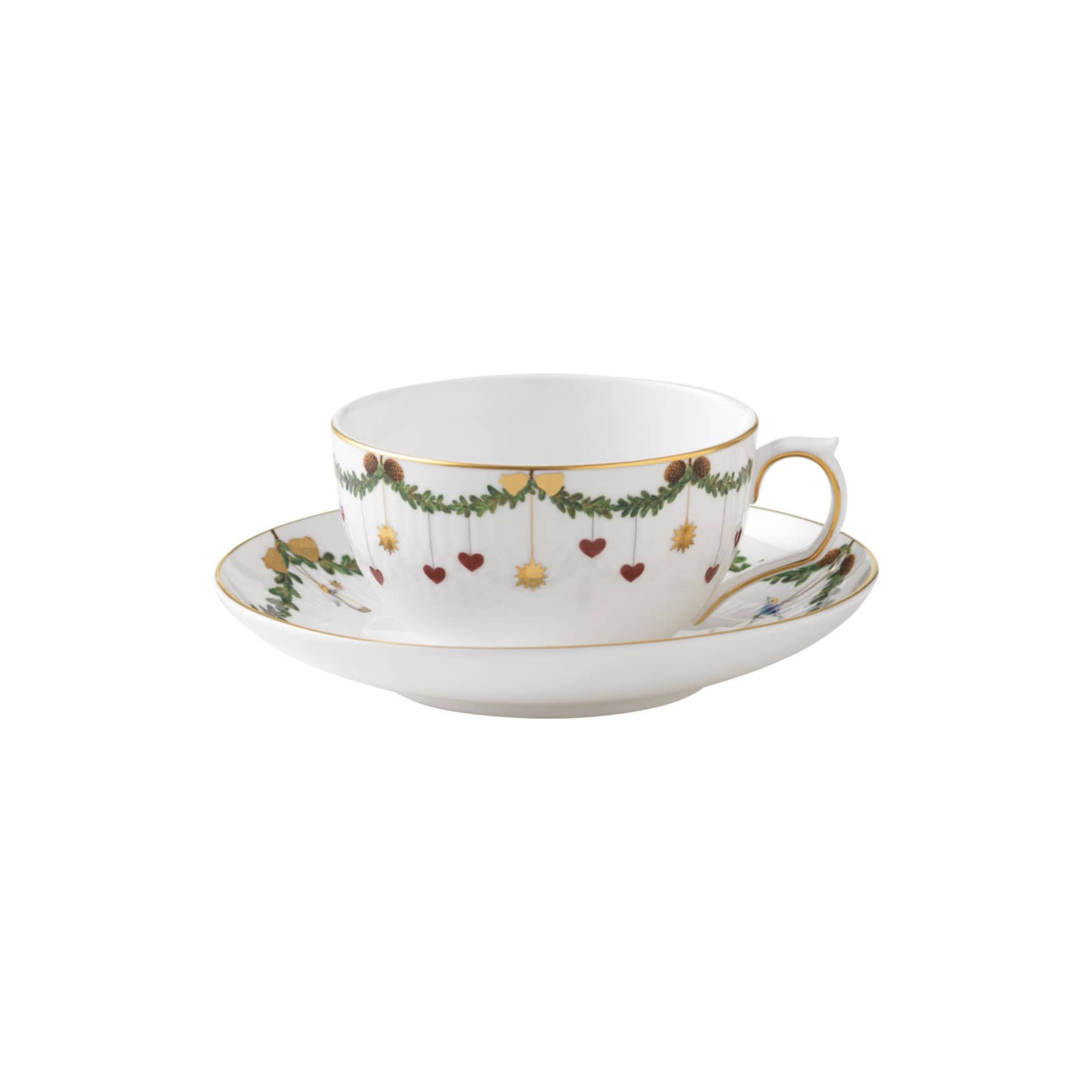 Royal Copenhagen Star Fluted Christmas Teetasse mit Untertasse 0,32ltr.