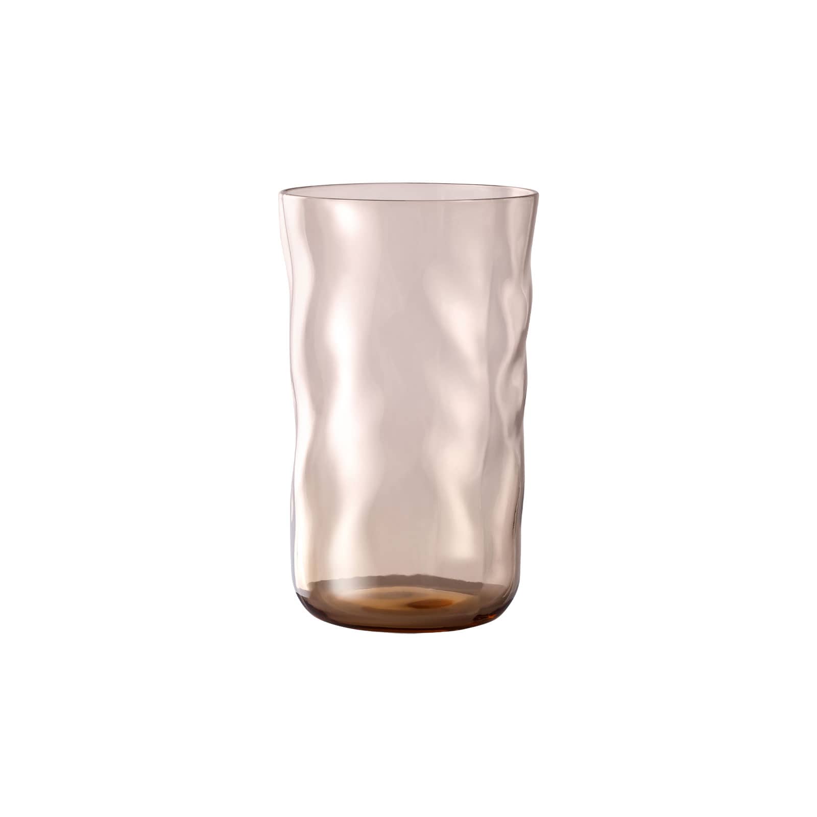 Das Swirl Longdrinkglas in Glow von Paveau ist ein hohes pfirsichfarbenes Wasserglas.