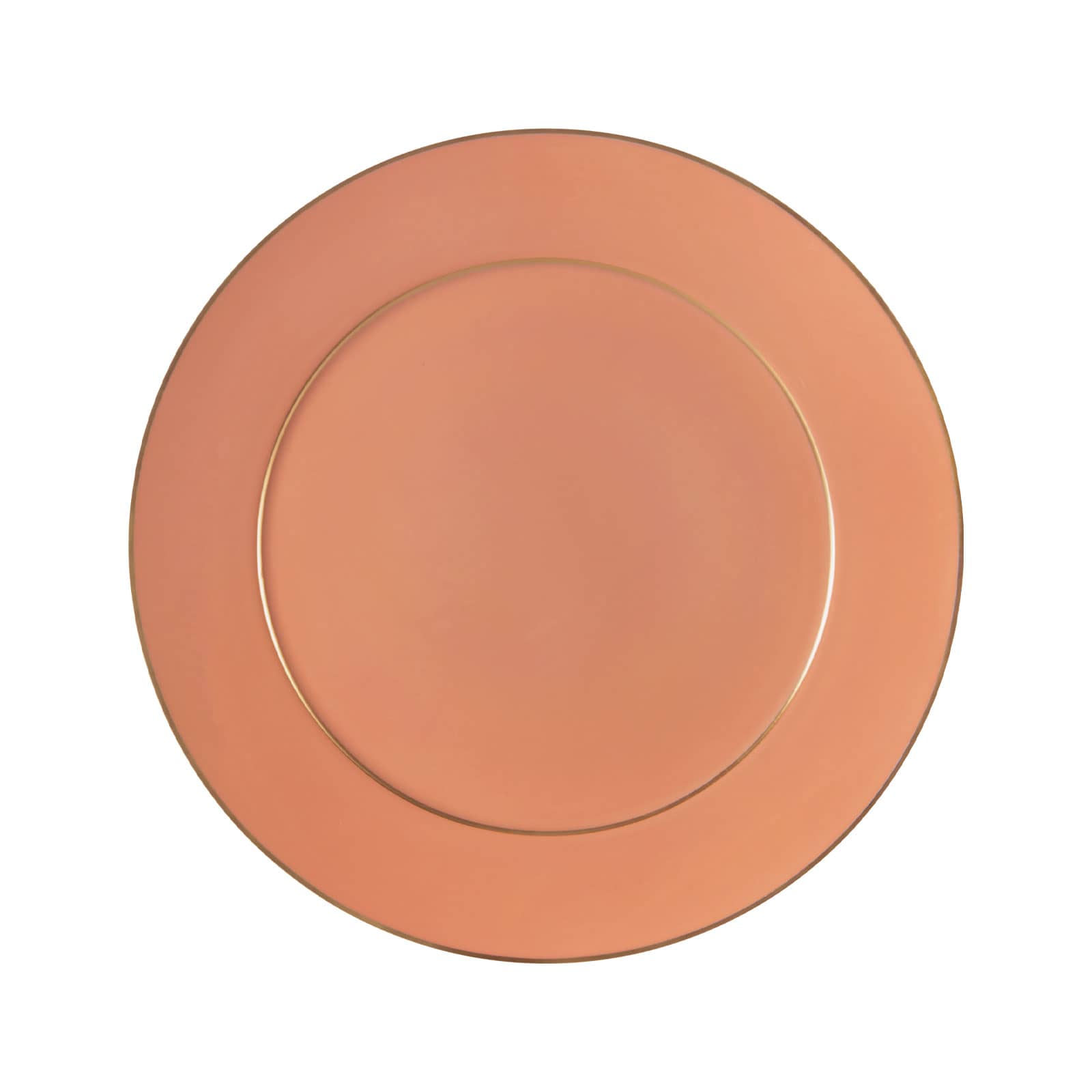 Der Urban Colors Speiseteller rot von Meissen hat eine schöne korallenrote Farbe und glänzende goldene Zierränder.