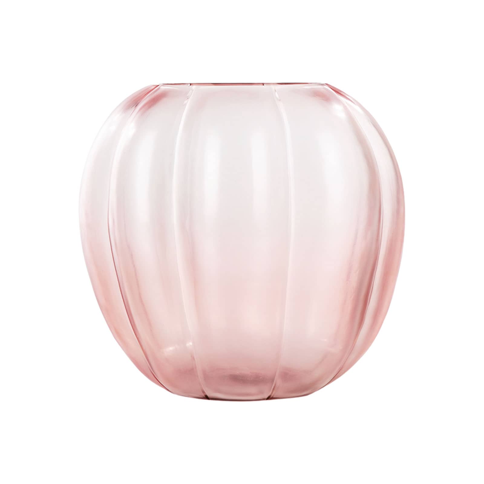Die Lalibela Vase in rose von Guaxs ist eine rosafarbene Glasvase mit handgearbeiteter Oberfläche.
