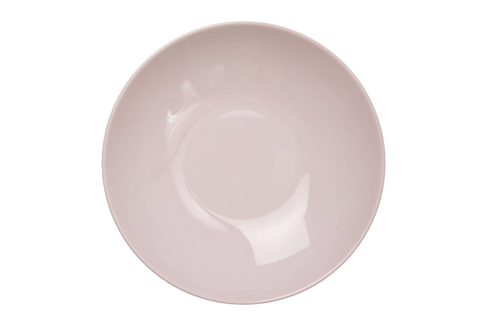 Der Dibbern One Color puder Suppenteller ist ein tiefer Porzellanteller mit rosafarbener Glasur.
