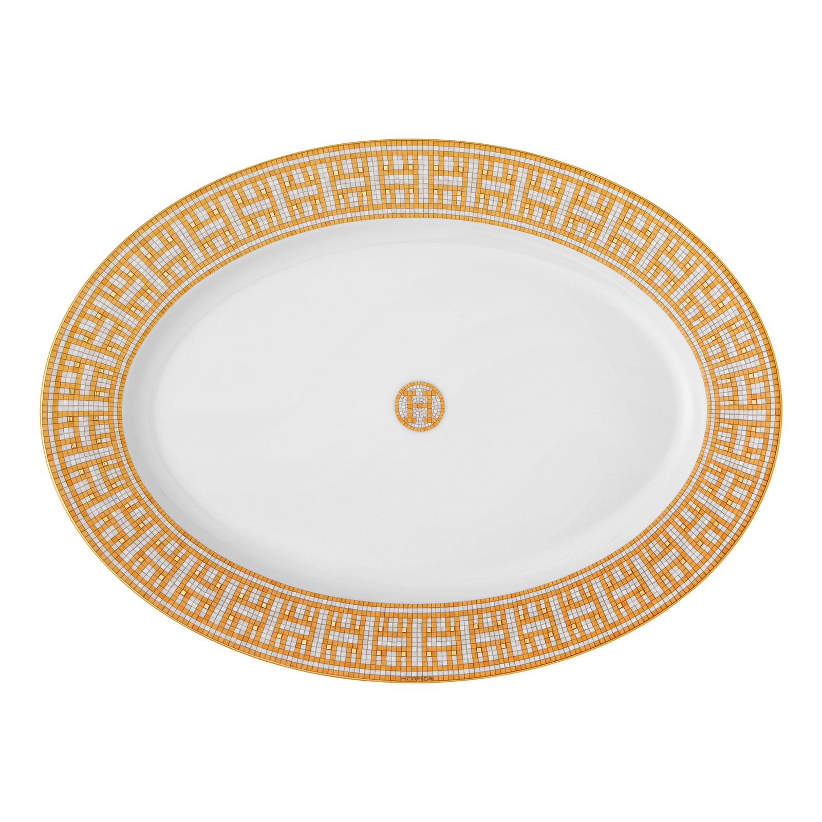 HERMÈS Paris Mosaïque au 24 Gold Platte oval 37cm