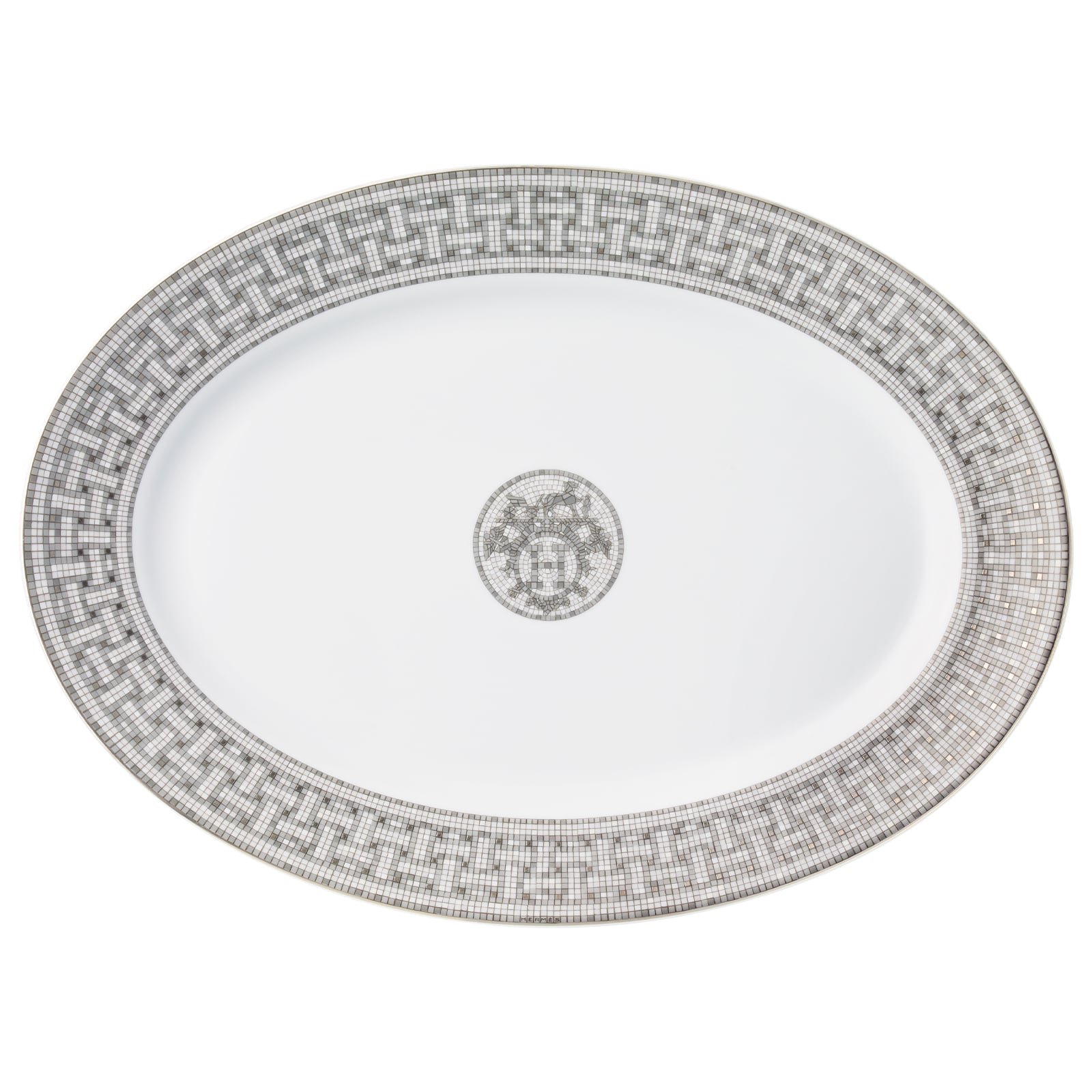 HERMÈS Paris Mosaïque au 24 Platin Platte oval 42cm