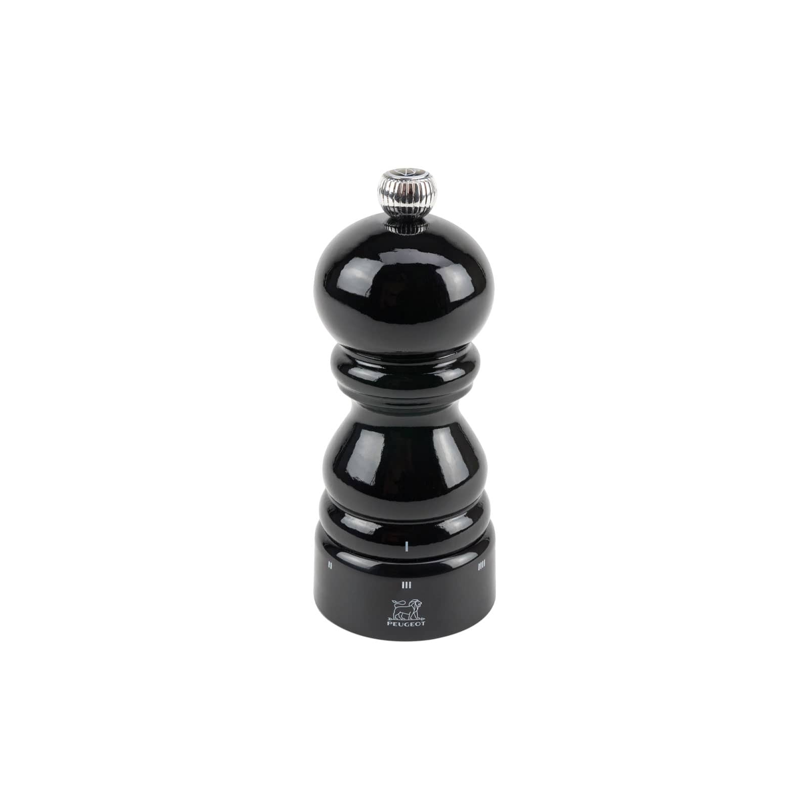 Die Paris U Select Salzmühle in schwarz lackiert von Peugeot hat einen schönen gedreckselten Holzkorpus in lackschwarz.