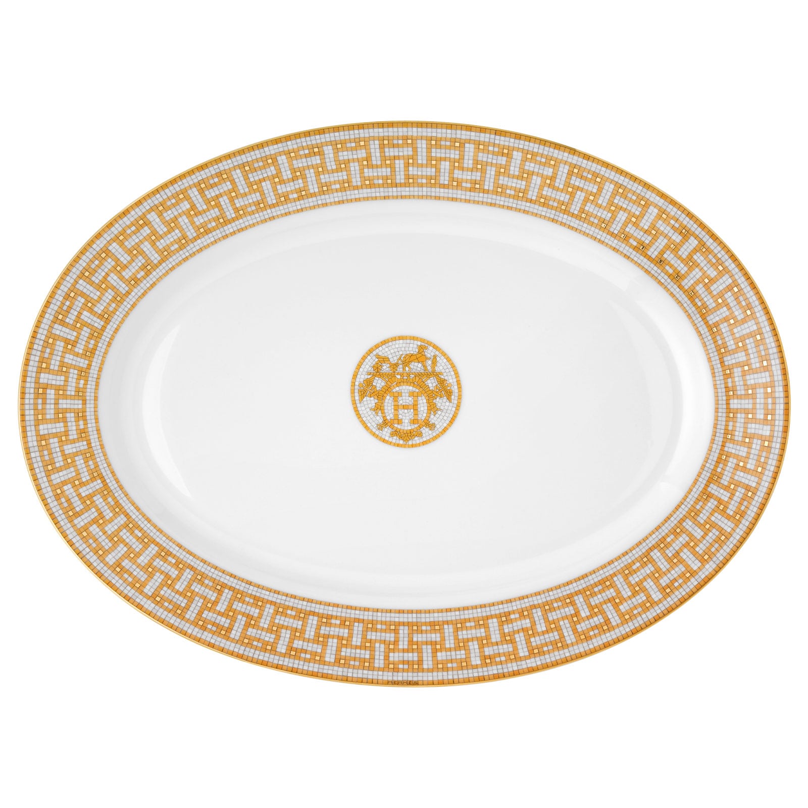HERMÈS Paris Mosaïque au 24 Gold Platte oval 42cm