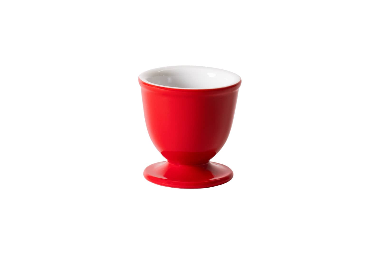 Der Solid Color rot Eierbecher von Dibbern ist außen feuerwehrrot und innen weiß.